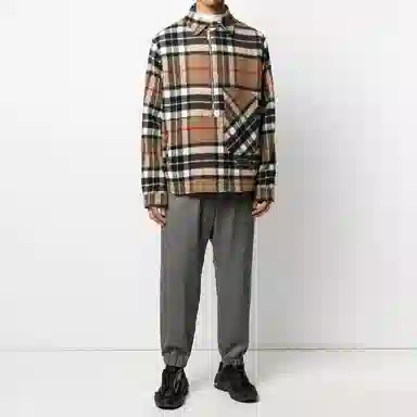 WE11DONE Plaid Half-Zip Shirt