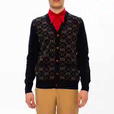 Gucci GG Wool Cardigan Navy