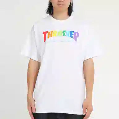 Thrasher Rainbow Logo Tee White