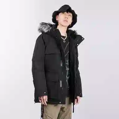 New Balance Down Jacket Hooded Mid-Length Black