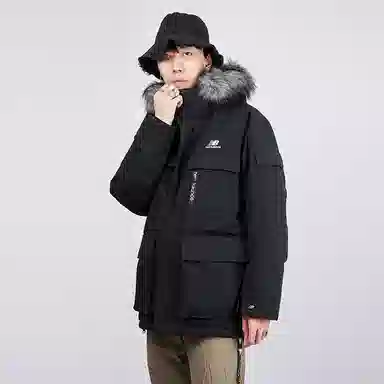 New Balance Down Jacket Hooded Mid-Length Black