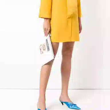 Moschino Teddy Bear Zip Leather Clutch Large White