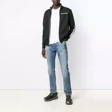 Palm Angels Zip-Up Track Jacket Black