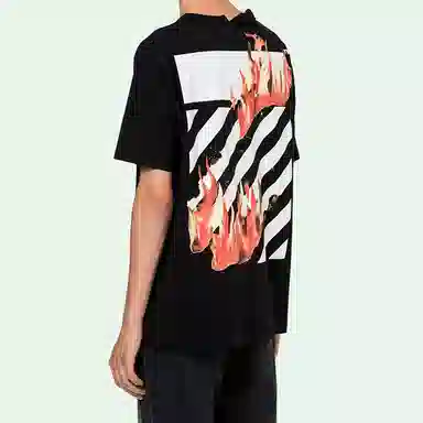 OFF-WHITE SS19 Flame Print T-Shirt Black