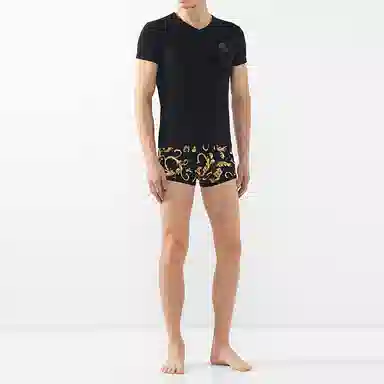 Versace V-Neck Logo T-Shirt Black