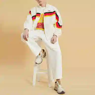 中国李宁 巴黎时装周走秀款 宽松休闲立领夹克外套 男款 乳白色