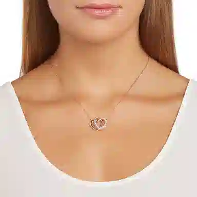 Swarovski Heart to Heart Necklace Rose Gold