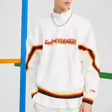 中国李宁 巴黎时装周走秀款 宽松休闲套头卫衣 男款 乳白色