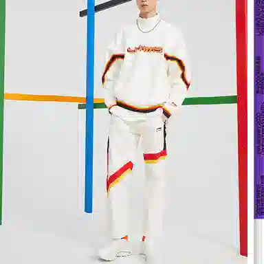 中国李宁 巴黎时装周走秀款 宽松休闲套头卫衣 男款 乳白色