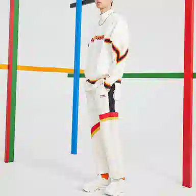 中国李宁 巴黎时装周走秀款 宽松休闲套头卫衣 男款 乳白色