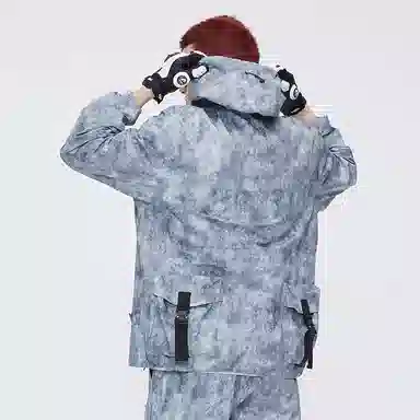 Boy London SS21 Woven Drawstring Hoodie Silver Gray