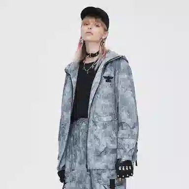 Boy London SS21 Woven Drawstring Hoodie Silver Gray