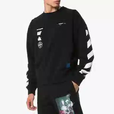 Off-White FW19 Photo Print Hoodie Black