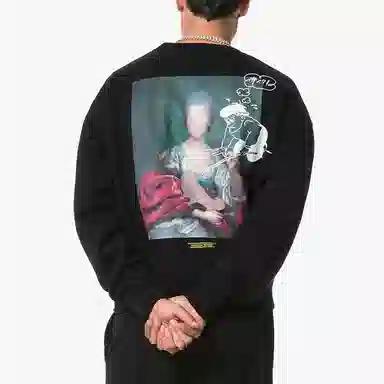 Off-White FW19 Photo Print Hoodie Black