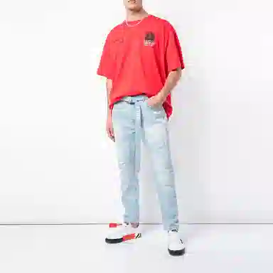 OFF-WHITE Mona Lisa SS19 Red Tee