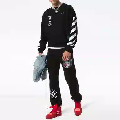 Off-White FW19 Photo Print Hoodie Black