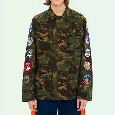 OFF-WHITE Arrow Print Badge Jacket Camo