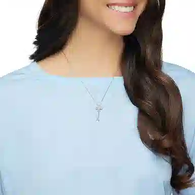 Swarovski Key Clover Pendant Necklace Silver