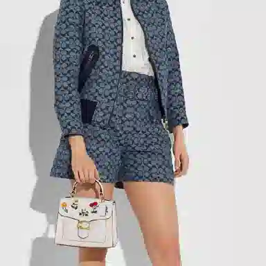 COACH Tabby 20 Small White Floral Embroidery