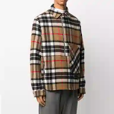 WE11DONE Plaid Half-Zip Shirt