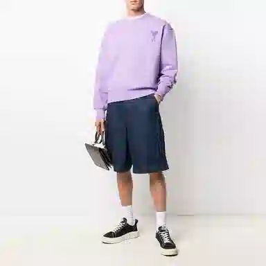 AMIPARIS Logo Embroidered Crewneck Purple