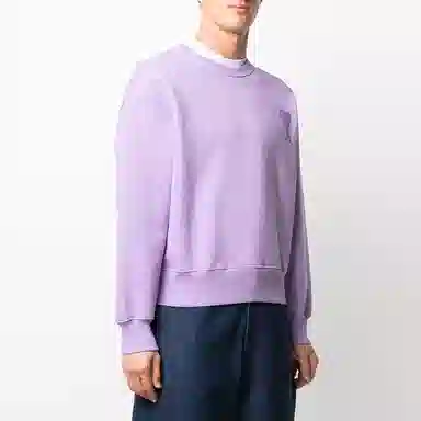 AMIPARIS Logo Embroidered Crewneck Purple