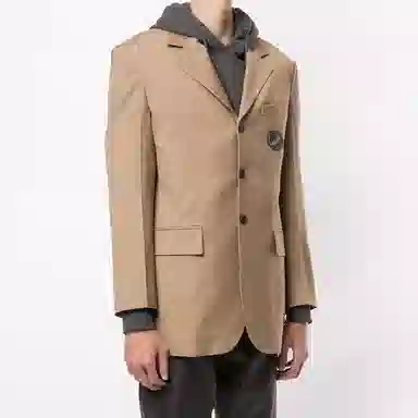 WE11DONE FW22 V-Neck Blazer Khaki