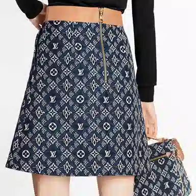 Louis Vuitton SS21 A-Line Mini Skirt Blue