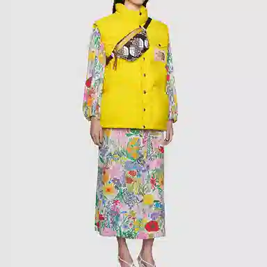 Gucci x The North Face Logo Print Nylon Leather Waist Bag Black Yellow