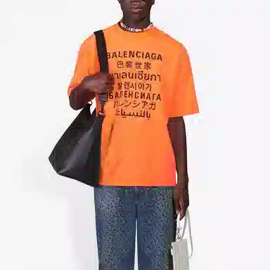 Balenciaga Multilingual Print T-Shirt Orange