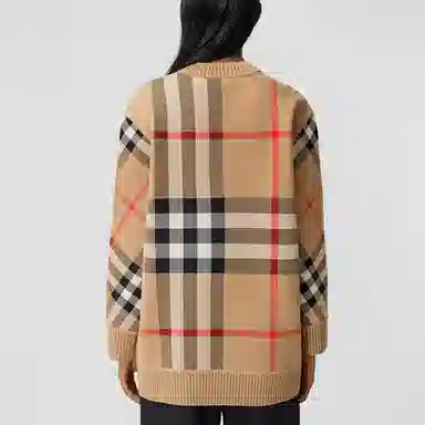 Burberry Check Jacquard Wool Knit Sweater