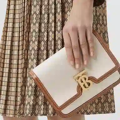 Burberry TB Metal Buckle Messenger Bag Small Natural Malt Brown