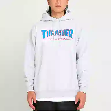 Thrasher Flame Logo Hoodie Grey