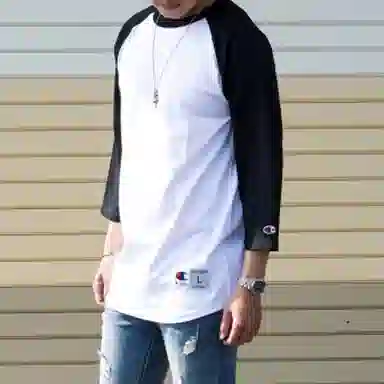 Champion Raglan 3/4 Sleeve Tee White