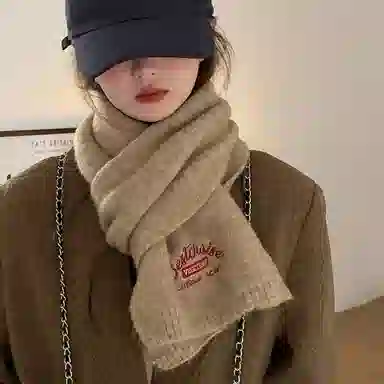 纳兰杜 冬季日系高级感保暖时尚百搭加厚防冻外搭礼盒装针织 聚酯纤维 绒线围巾 男女同款情侣款 米白色