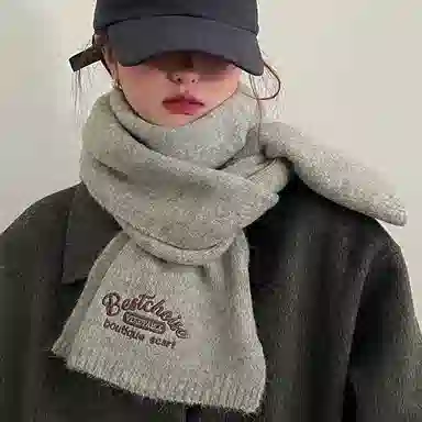 纳兰杜 冬季日系高级感保暖时尚百搭加厚防冻外搭礼盒装针织 聚酯纤维 绒线围巾 男女同款情侣款 米白色