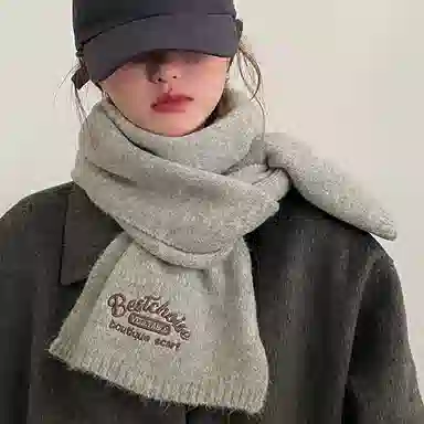 纳兰杜 冬季日系高级感保暖时尚百搭加厚防冻外搭礼盒装针织 聚酯纤维 绒线围巾 男女同款情侣款 米白色