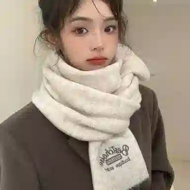 纳兰杜 冬季日系高级感保暖时尚百搭加厚防冻外搭礼盒装针织 聚酯纤维 绒线围巾 男女同款情侣款 米白色