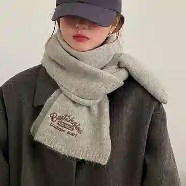 纳兰杜 冬季日系高级感保暖时尚百搭加厚防冻外搭礼盒装针织 聚酯纤维 绒线围巾 男女同款情侣款 米白色