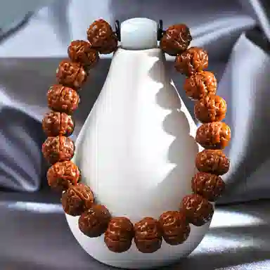 絮物 国潮机刷包浆玉化树王精品饱满原籽佛珠手持盘玩念珠 金刚菩提 手串 男女同款情侣款