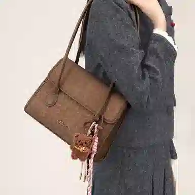 爱路喜 韩系美拉德 合成革 单肩包 女款 可可棕