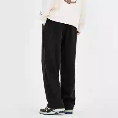 蜡笔小新 趣味卡通人物印花抽绳宽松直筒休闲裤 男女同款