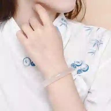 庆大福 白月光系列 新中式国潮风小众个性设计复古精致轻奢高级感招财好运 玉髓 手镯 女款