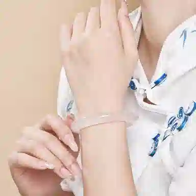庆大福 白月光系列 新中式国潮风小众个性设计复古精致轻奢高级感招财好运 玉髓 手镯 女款