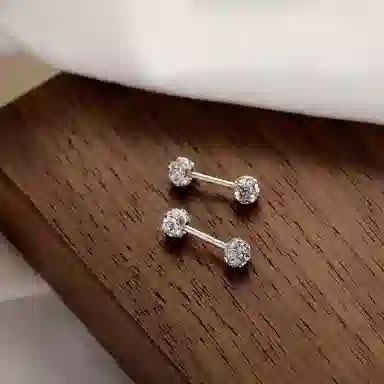 零界 双头闪钻高级感轻奢甜酷灵动光泽气质时尚风耳饰 合金 耳钉 男女同款情侣款