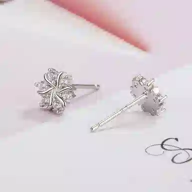 零界 雪花多边形几何 小众设计感 知性浪漫精致 日常通勤耳饰 合金 耳钉 男女同款情侣款