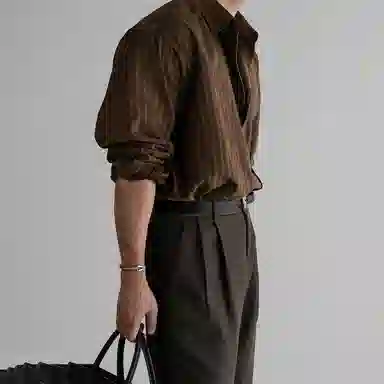 我是大卫 美式时尚高级感简约长袖上衣潮牌条纹衬衫 男女同款