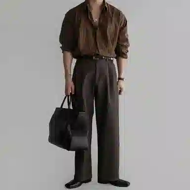 我是大卫 美式时尚高级感简约长袖上衣潮牌条纹衬衫 男女同款