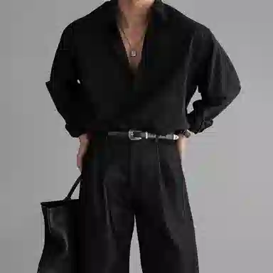 我是大卫 美式时尚高级感简约长袖上衣潮牌条纹衬衫 男女同款