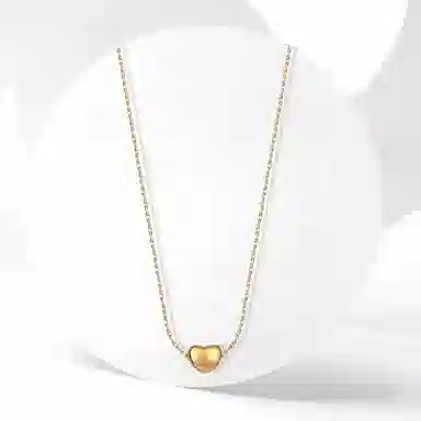 牧言 怦然心动 气质简约小众设计高级感 光面立体小巧爱心日常百搭双色闺蜜锁骨链  钛钢 项链 女款